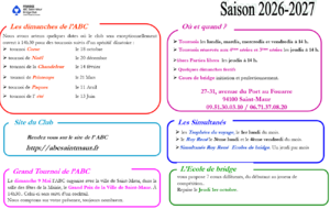 Les activités du club pour la saison 2026-2027