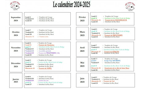 Calendrier 2024 2025