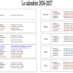 Calendrier des tournois 2026-2027