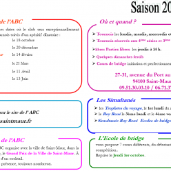 Les activités du club pour la saison 2026-2027